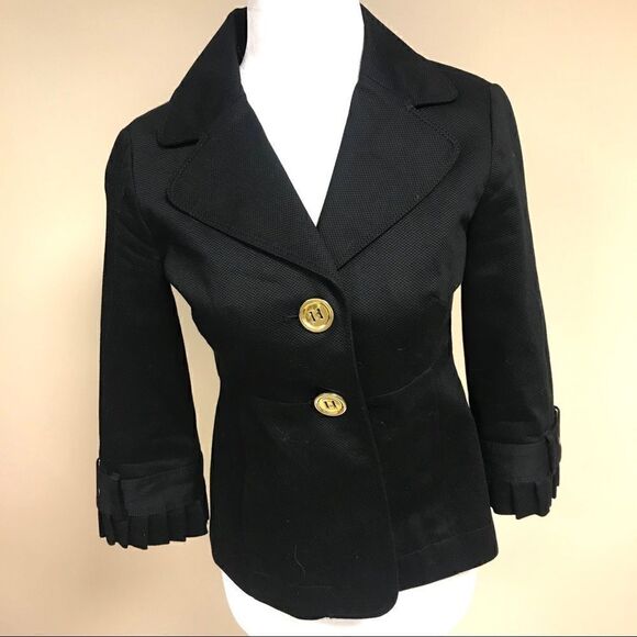 Loft Petites black jacket with pleated sleeves/back. 0P - Picture 1 of 7